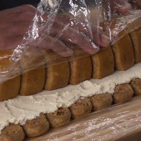 Tiramisu Roll Cake Recipe & Video | TipHero How To Make Tiramisu, Roll Cake Recipe, Swiss Roll Cakes, Lady Finger Cookies, Yule Log Cake, Tiramisu Dessert, Coffee Liqueur, Log Cake, Vanilla Whipped Cream