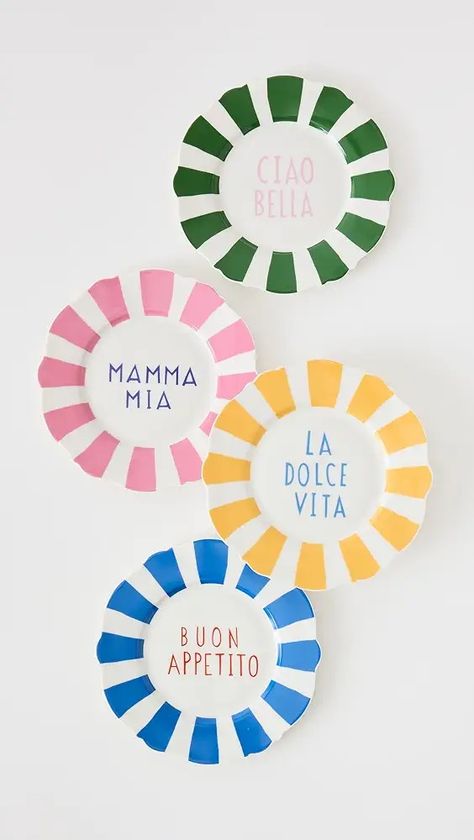 Tabletop | Shopbop Italian Plates, Diy Pottery Painting, Color Me Mine, Birthday Plate, Keramik Design, Mama Mia, Painted Plates, Side Plate, Diy Pottery