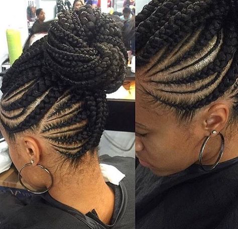 Nice braid work by @narahairbraiding  Read the article here - http://www.blackhairinformation.com/hairstyle-gallery/nice-braid-work-narahairbraiding/ Twist In A Bun, Knotless Twist, Ghana Braid Styles, African American Braided Hairstyles, Twisted Hair, African American Braids, Ghana Braids, Afrikaanse Mode, Two Braids