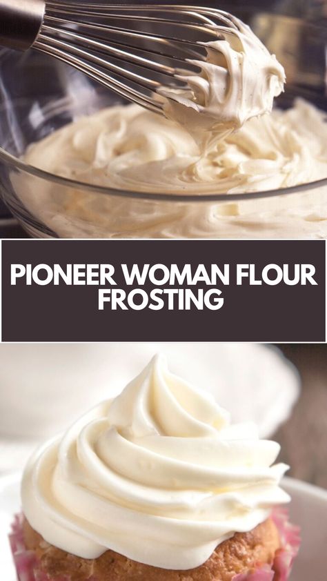 Pioneer Woman Flour Frosting is made with simple ingredients like all-purpose flour, granulated sugar, milk, vanilla extract, and unsalted butter. This delightful frosting requires just 15 minutes to prepare and yields enough for 12 servings, perfect for topping your favorite desserts. Flour Frosting Recipe, Flour Frosting, Pioneer Woman Desserts, Pioneer Kitchen, Cream Frosting, Frosting Recipes, Pioneer Woman, Buttercream Frosting, Dessert Recipe