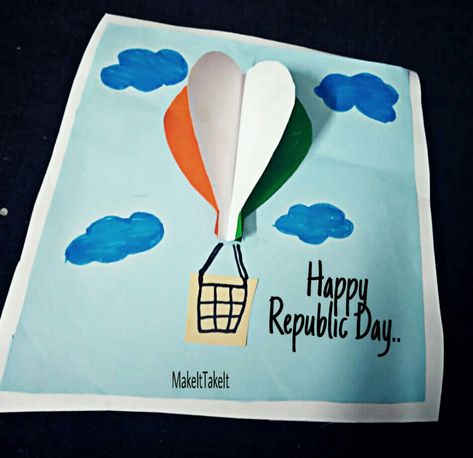 Tricolor Craft For Kids, Republic Day Activities For Kids, Air Balloon Craft, Balloon Craft, Hot Air Balloon Craft, Flag Crafts, Preschool Craft, Balloon Crafts