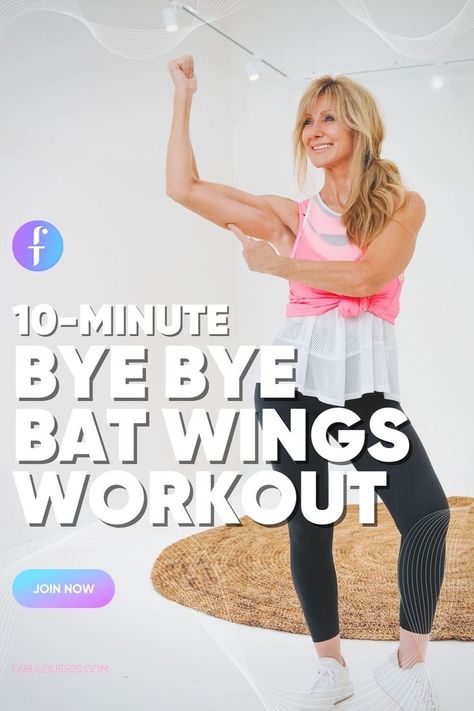 10-Minute Bye-Bye Bat Wings Workout | No Equipment Bat Wings Workout, Arm Workout At Home, Bat Wing Exercises, Easy Arm Workout, Arm Workout Videos, Arm Workout No Equipment, Wings Workout, Exercise For Seniors, Best Workout For Women