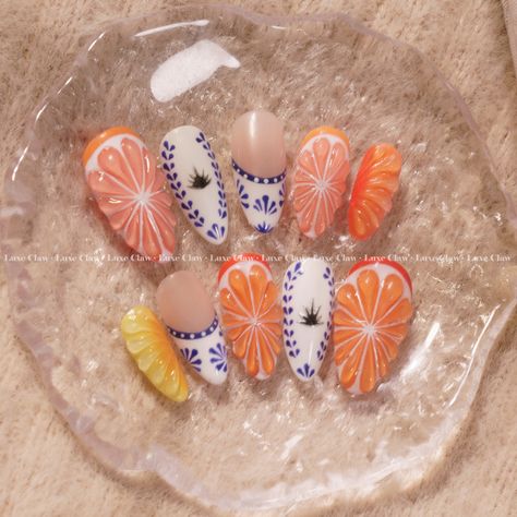 🍊✨ Fresh, fun, and full of fruity vibes! Our 65_Fruit Lover 3D Gel Nails Set is the perfect blend of citrusy zest and intricate design. Featuring detailed 3D fruit slices and bold hand-painted patterns, these nails bring the tropics right to your fingertips! 🍋🌿 #fruitlover #3dnailart #citrusvibes #nailinspo #pressonnails #summernails #handpaintednails #nailsofinstagram #luxeclaw #nailart #nailsofinstagram #pressonnails #gelnailsdesign #summernails #freestylenails #3dflowernails #longnail... 3d Gel Nails, Fruity Nails, Fruit Nails, Gel Nail Set, Painted Patterns, 3d Flower Nails, Fruit Slices, Nails Set, Party Nails