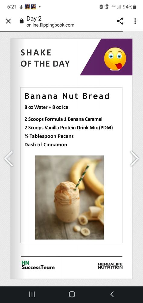 Herbalife Banana Nut Bread Shake, Protein Drink Mix, Herbalife Shake Recipes, Herbalife Shake, Banana Nut Bread, Nut Bread, Banana Nut, Protein Drinks, Banana Recipes