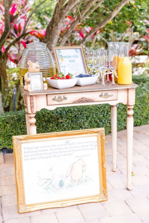 Winnie The Pooh Mimosa Bar, Classic Pooh Party, Winnie The Pooh Drinks, Classic Winnie The Pooh Birthday Party, Centerpieces Winnie The Pooh, Winnie The Pooh Tea Party, Winnie The Pooh Brunch, Classic Winnie The Pooh Baby Shower Diy, Winnie The Pooh Sugar Cookies