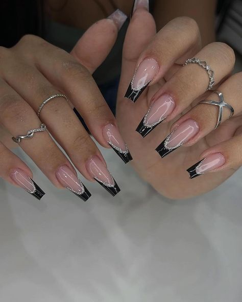 Ballerina Nails Black Design, Ballerina Nails Designs, Uñas Ideas, Ideas Uñas, Formal Nails, Fancy Nails Designs, Girly Acrylic Nails, French Tip Acrylic Nails, Blush Nails