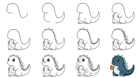 How to Draw Godzilla Step By Step How To Draw Godzilla, Drawing Godzilla, Reptilian Monster, Draw Godzilla, Godzilla Drawing, Character Web, Godzilla Birthday, Body Outline, Parts Of The Eye