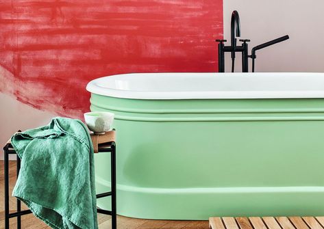 How to paint a bathtub - experts on this easy transformation | Livingetc Paint Bathtub, Bath For Two, Blue Bathtub, Painting Bathtub, Bath Paint, Pink Images, Bathroom Color, Primary Bedroom, New Environment