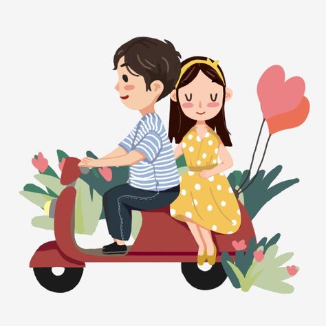 Couple Clipart Cute, Husband And Wife Cartoon, Husband Illustration, Couple Cute Cartoon, Couple Ride, Couple Cartoon Characters, Chinese Clipart, Couple Stickers, Valentine Cartoon