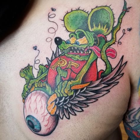 Rat Fink Tattoo Ideas, Ratfink Tattoo Rat Fink, Von Dutch Tattoo, Rat Fink Tattoo, Rat Fink Art, Ford Tattoo, Tattoo Sailor, Hot Rod Tattoo, Ed Roth Art