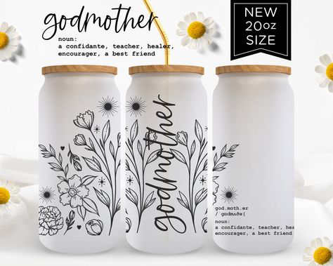 Personalized Glass Tumblers, Best Gift For Sister, Aunt Birthday Gift, Wildflower Design, Auntie Gifts, Godmother Gifts, Personalized Teacher Gifts, Letter Gifts, Mama Gifts