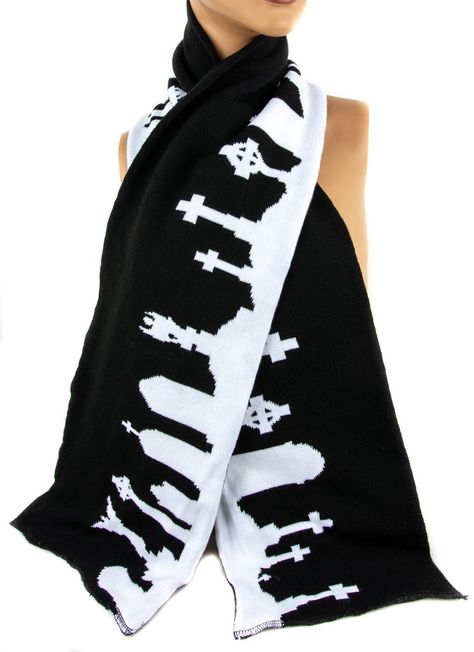 Gothic Scarf, Gothic Cemetery, Emo Clothing, Halloween Graveyard, Gothic Bracelet, Alchemy Gothic, Scarf Outfit, Gothic Clothes, Emo Outfits