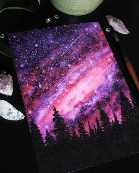 #galaxyart #watercolors #watercolorgalaxy #watercolorart #watercolorinspiration #watercolorideas Galaxy Drawing Watercolor, Calligraphy Bookmarks, Celestial Painting, Watercolour Galaxy, Galaxy Drawings, Galaxy Watercolor, Space Watercolor, Color Me Mine, Pink Galaxy