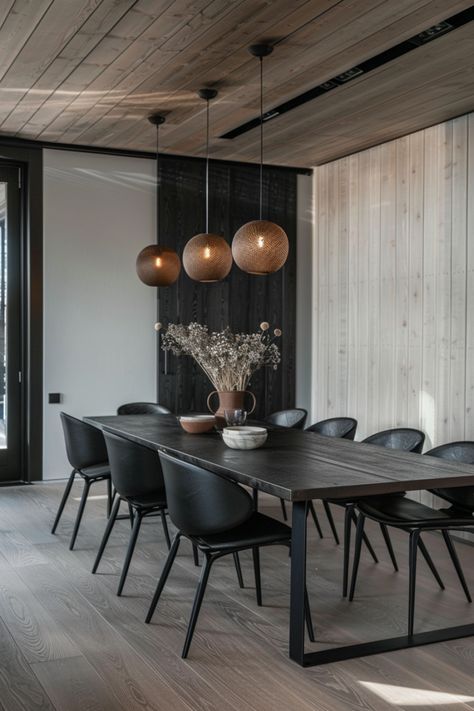 What Color Chairs Go with a Black Table Dark Contemporary Dining Room, Condo Dining Room Ideas, Black Dinner Table, Dining Room Table Light, Wooden Dining Table Modern, Black Dining Room Table, Fluted Panel, Christmas Dining Table Decor, Light Chair