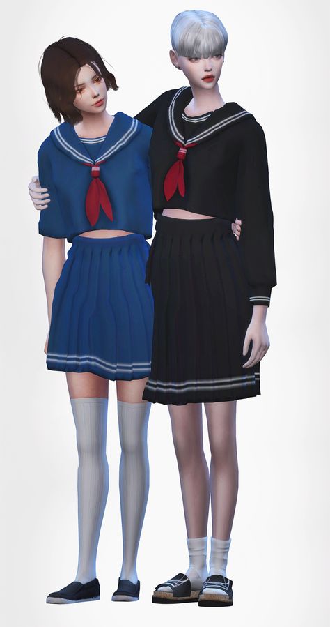 Lenny Face, Los Sims 4 Mods, Sims 4 Cc Eyes, Japanese Uniform, Sailor Uniform, Sims 4 Anime, Sims 4 Cc Skin, Free Sims, Sims 4 Dresses