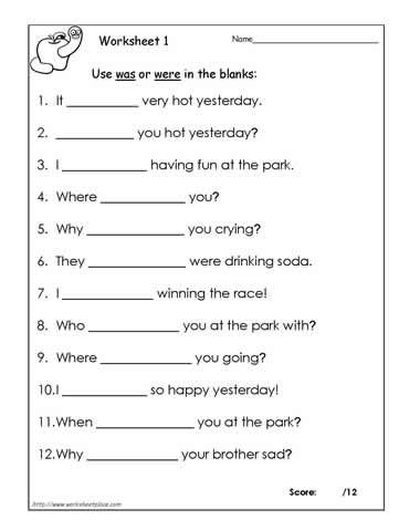 Was Vs Were Worksheet 1 Was Were, Kindergarten Grammar Worksheets, Kindergarten Grammar, Helping Verbs, English Grammar For Kids, Good Grammar, Grammar For Kids, Verb Worksheets, 2nd Grade Worksheets