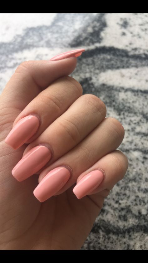 Peach pink coffin shaped acrylic nails Simple Acrylic Nails Coffin Medium One Color, Peach Pink Nails, Coffin Shaped Acrylic Nails, Long Coffin Nail Designs, Feminine Nails, Peach Acrylic Nails, Ballerina Nails Shape, Clear Nail Designs, Coffin Nail Designs