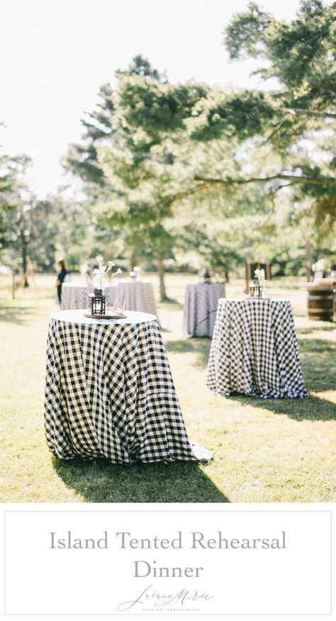 island tented rehearsal dinner Backyard Bbq Party Decorations, Gingham Wedding, Madeline Island, Picnic Baby Showers, Minnetonka Minnesota, Rustic Groom, White Wedding Decorations, Clear Tent, I Do Bbq