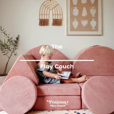 Possum Play Couch, Kids Couch Playroom, Bus Library, Play Couch Builds, Homeless Shelter Ideas, Small Kids Playrooms, Colorful Couch, Play Couch, Kids Couch