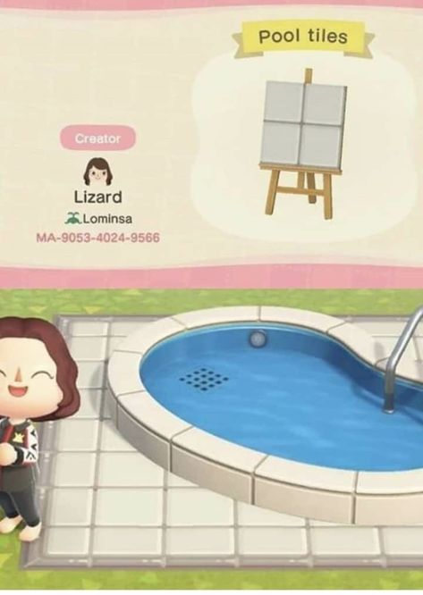 Pool code Animal Crossing Pool Tile Code, Pool Codes Animal Crossing, Animal Crossing Pool Code, Acnh Pool Area Ideas Codes, Pool Acnh Code, Animal Crossing Pool Design Code, Acnh Pool Tile Code, Animal Crossing Pool Area, Acnh Pool Area Ideas