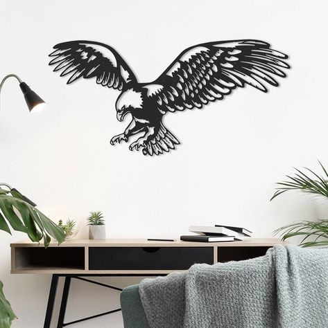 Eagle Metal Wall Art, Eagle Wall Art, Cnc Art, Laser Projects, Large Metal Wall Art, Condo Ideas, Fence Decor, Wall Art Metal, Mandala Wall Art