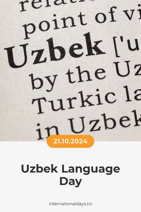 Today we celebrate the Uzbek language, an important Turkic language with millions of speakers across Eurasia and beyond! Uzbek Language, Endearments In Different Languages, Most Spoken Languages In The World, Turkic Languages, Its Official, October 21, International Day, The Republic, The Day