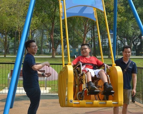 Accessible swing for playground. Would you like to see this in a park? #MiStateParks #MiDNR #BayPlayDate Photo from bing.com Swings For Adults, Accessible Playground, Inclusive Playground, Park Swings, Office Landscape, Steel Life, Pumpkin Patch Farm, Urban Ideas, Wheelchair Accessible Vehicle