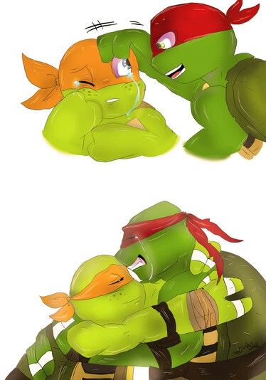 Raph and Mikey ADORABLE!!!! Raphael X Mikey, Mikey X Raph, Raph X Mikey, Baby Ninja Turtle, Tmnt Human, Tmnt Girls, Turtles Forever, Raphael Ninja Turtle, Tmnt Mikey