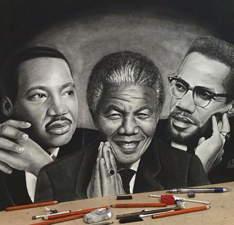 Martin Luther King | Nelson Mandela | Malcom X Boxing Tattoos, African Portraits Art, Mandela Tattoo, Rest In Power, Forearm Tattoo Quotes, Bob Marley Art, Cool Tattoo Drawings, King Tattoos, Afrique Art