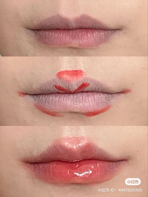 xiaohongshu 6v 8v 3d 2d 4d lips douyin chinese lip makeup tutorial how to make lips bigger plumper small lips aesthetic east asian makeup china How To Do Plump Lips, 3d Lips Makeup, Makeup Bigger Lips, East Makeup Looks, Makeup For Bigger Lips, Chinese Lips Makeup, Small Lip Tutorial, How To Do Lipstick On Small Lips, Lip Makeup Tutorial For Small Lips