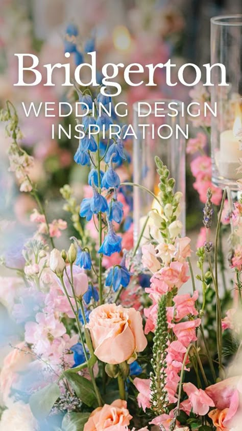 Enchanting wedding inspiration with this Bridgerton-inspired garden wedding design. Perfect for brides-to-be, this romantic theme features elegant floral arrangements, vintage lace gowns, and charming outdoor settings. Get inspired by regal décor, whimsical details, and timeless beauty. Pin now for your dream wedding ideas! Brigerton Decoration Wedding, Wedding Whimsical Romantic, Bridgerton Floral Arrangements, Spring Theme Wedding Decorations, Garden Romance Wedding, Pastel Theme Wedding Decor, Bridgerton Wedding Inspired, Bridgerton Wedding Decor, Bridgeton Wedding Theme