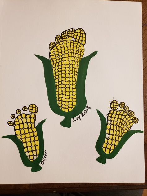 Corn Footprint Art, Thanksgiving Footprint Art, Footprint Art Baby, Thanksgiving Corn, Cranberry Thanksgiving, Thanksgiving Crafts Preschool, Art Thanksgiving, Footprint Craft, Fall Classroom