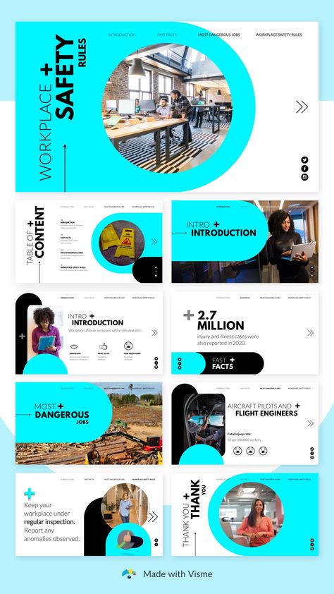 Neon blue workplace safety presentation template. #template #presentation #presentationtemplate Safety Presentation, Workplace Communication, Event Sponsorship, Dangerous Jobs, Media Communication, Interactive Presentation, Presentation Backgrounds, Visual Learning, Presentation Design Template