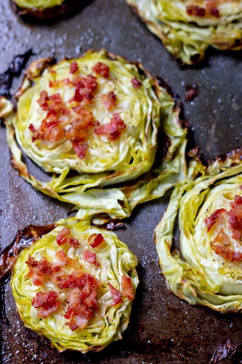 baked cabbage steaks on baking sheet Cabbage Wedges With Bacon, Keto Cabbage Steaks In Oven, Roasted Cabbage Recipes Ovens, Oven Baked Cabbage Steaks, Roasted Cabbage Steaks Oven, Roast Cabbage In Oven, Fried Cabbage Steaks, Cabbage Steaks In Oven, Cabbage Steaks With Bacon