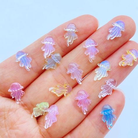 1.69US $ 37% OFF|Jellyfish Day|kawaii Jellyfish Nail Rhinestones 100pcs - Acrylic Manicure Decorations Cartoon Jellyfish, Fish Nails, Manicure Essentials, Caviar Nails, Nail Rhinestones, Moon Nails, Nail Art Jewelry, Manicure Diy, Glitter Acrylic