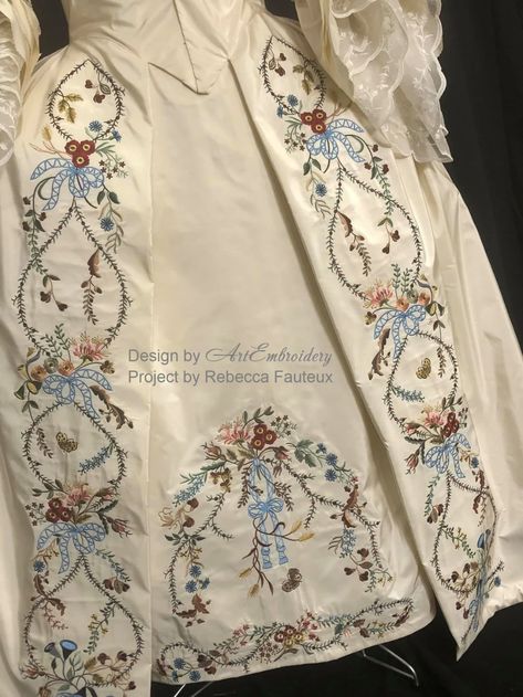 Robe a la Francaise Skirt Panel 1780s Machine Embroidery | Etsy 18th Century Embroidery, The Phoenix Art, 1780s Fashion, Historical Fashion 1700s, Phoenix Art Museum, French Embroidery, Regency Era Fashion, 18th Century Dress, Rococo Fashion