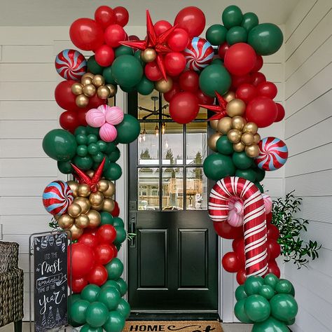 Christmas Balloon Garland, Candy Balloons, Christmas Cutouts, New Year's Party Decorations, Balloon Kit, Garland Arch, Green Balloon, Christmas Balloons, Christmas Baby Shower