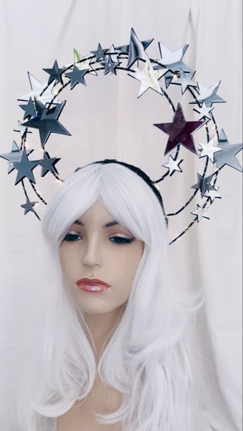 Starlight star bright #headpiece #MardiGras #BurningMan #Festival #StarHeadpiece #star handmade by Pamzylove.com Star Headpiece, Burningman Festival, Star Handmade, Headpiece Diy, New Year's Eve Celebrations, Burning Man, New Years Eve, Mardi Gras, Headpiece