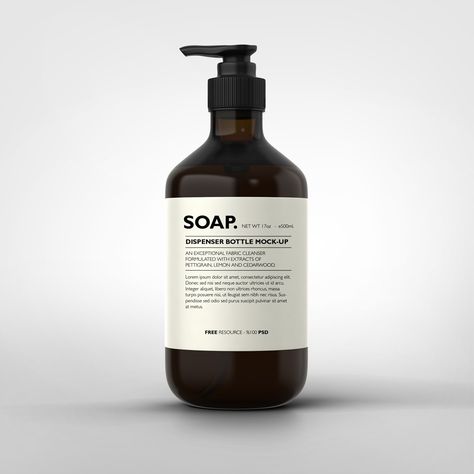 www.idesignstudio.net | Soap Dispenser Bottle Mock-up | Free Download Diy Soap Dispenser Bottle, Spa Signs, Mock Up Templates, Graphic Design Mockup, Soap Design, Cosmetic Packaging Design, Label Ideas, Bottle Display, Amber Bottles