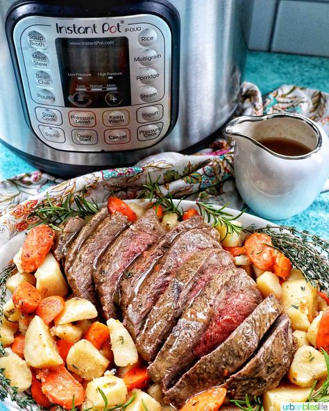 Making Sirloin Tip Roast in the Instant Pot with Vegetables and Gravy is easy, faster than traditional cooking methods, and is a complete one-pot meal. Get the recipe plus cooking tips at UrbanBlissLife.com. Sirloin Roast Instant Pot Recipes, Frozen Sirloin Tip Roast Instant Pot, Beef Sirloin Tip Steak Recipes Instant Pot, Sirloin Tip Roast Pressure Cooker, Sirloin Tip Instant Pot, Instapot Sirloin Tip Roast, Top Sirloin Roast Recipes Instant Pot, Sirloin Tri Tip Roast Recipes, Beef Sirloin Tip Roast Recipes Instant Pot