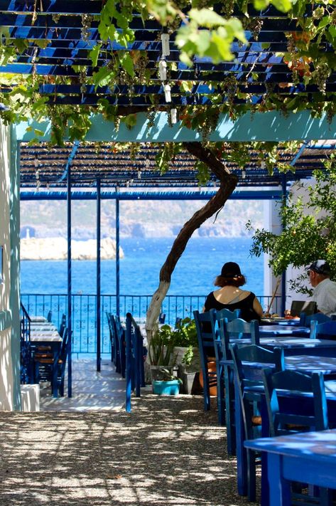 Pigadia Karpathos Greek taverna Greek Taverna, Karpathos Greece, Greek Heritage, Karpathos, Sky Bar, Mama Mia, Outdoor Pergola, Greek Life, Wonderful Places