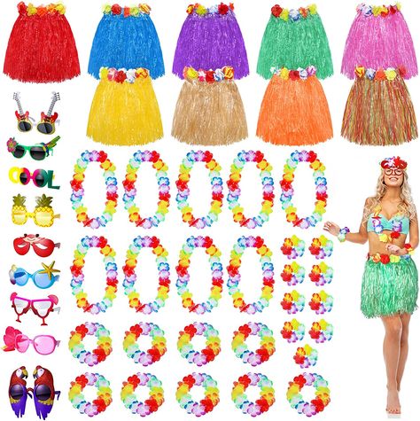 Flamingo Sunglasses, Hawaiian Grass Skirt, Make Your Own Costume, Birthday 12, Pretend Play Costumes, Hawaiian Party Theme, Luau Party Supplies, Skirt Costume, Hula Skirt