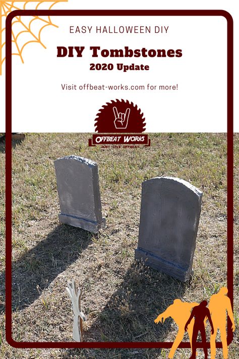 Making Tombstones For Halloween, Tombstone Diy How To Make, Wood Tombstone Diy, Foam Tombstones Diy, Monster Mud Projects, Diy Tombstones Halloween, Tombstones For Halloween, Diy Tombstone, Halloween Tombstones Diy