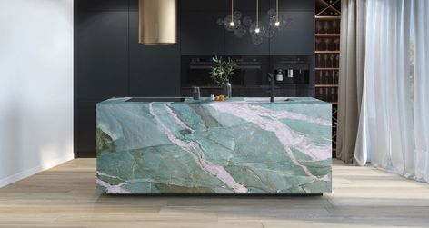 elizabeth green_bg15003 - Marmi Orobici Graniti Quartzite Kitchen, Green Quartzite, Blue Quartzite, Crystal Background, Quartzite Countertops, Beige Stone, Bathroom Vanity Tops, Kitchen Fittings, Green Marble