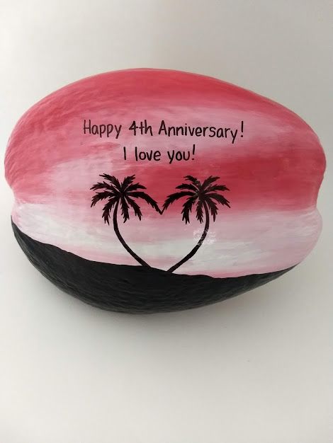 4th anniversary gift idea Coconut Painting, Coconut Design, Art For Wedding, Anniversary Presents, Happy 4th Anniversary, 4th Anniversary Gifts, Coconut Shell Crafts, Diy Coconut, 4th Wedding Anniversary