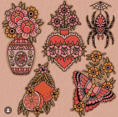 American Traditional Tattoos Feminine, American Traditional Feminine Tattoos, American Traditional Mom Tattoo, Traditional Patchwork Tattoo Sleeve, Girly Traditional Tattoo, Feminine Traditional Tattoo, Girly American Traditional Tattoo Ideas, Feminine American Traditional Tattoos, Traditional Tattoo Inspiration