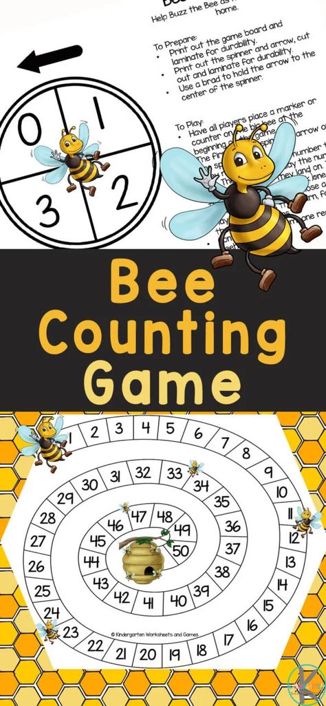 Once children have mastered counting to 20 it's time to move to counting to 50. In this counting 1-50 game, children will have fun buzzing around the math game board they play this number games for kindergarten. This Bee Counting Game is a great way to work on counting from one through fifty with preschool, pre-k, and kindergarten students. Simply print bee printable and you are ready to play this kindergarten counting game! Free Math Games For Kindergarten, Counting To 50 Activities, Number Games For Kindergarten, Bee Kindergarten, Number Games Kindergarten, Math Counting Games, Kindergarten Math Printables, Montessori Math Activities, Kindergarten Counting