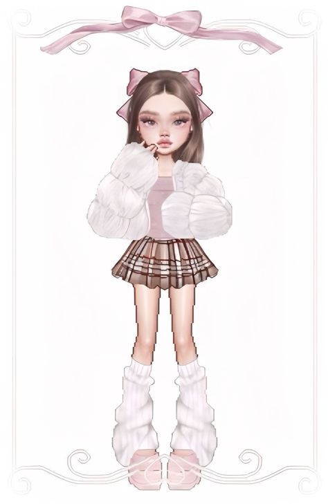 Everskies Outfits Winter, Everskies Winter Outfits, Coquette Outfit Winter, Coquette Winter Outfits, 2000s Fashion Winter, Everskies Coquette, Kid Core Outfits, Winter Core, 2000s Hairstyles