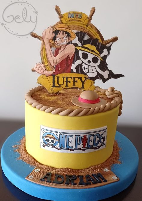 One Piece Anime Cake Design, Luffy Cake One Piece, Gateau One Piece, One Piece Cake Anime, One Piece Torte, One Piece Cake Ideas, One Piece Anime Birthday Theme, One Piece Theme Cake, One Piece Cake Design