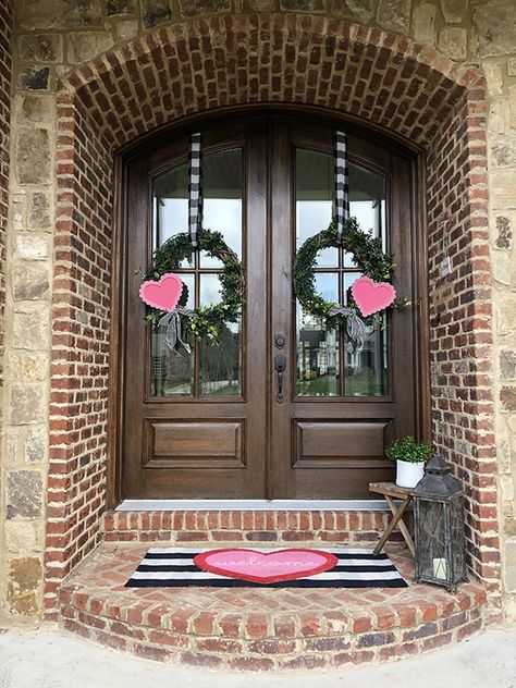 I {Heart} Decorating for Valentine’s Day! | Less Than Perfect Life of Bliss | home, diy, travel, parties, family, faith February Front Porch Decor, Valentines Front Door Decor, Valentine Door Decorations For Home, Valentines Porch, Valentines Front Porch Decor, Valentine’s Day Front Porch Decor, Valentine’s Day Door, Valentines House Decor, Valentine’s Day Outdoor Decor